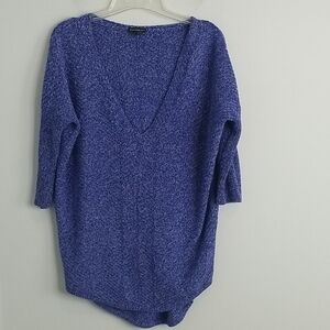 EXPRESS Royal Blue Cotton Marled V-neck Sweater Small